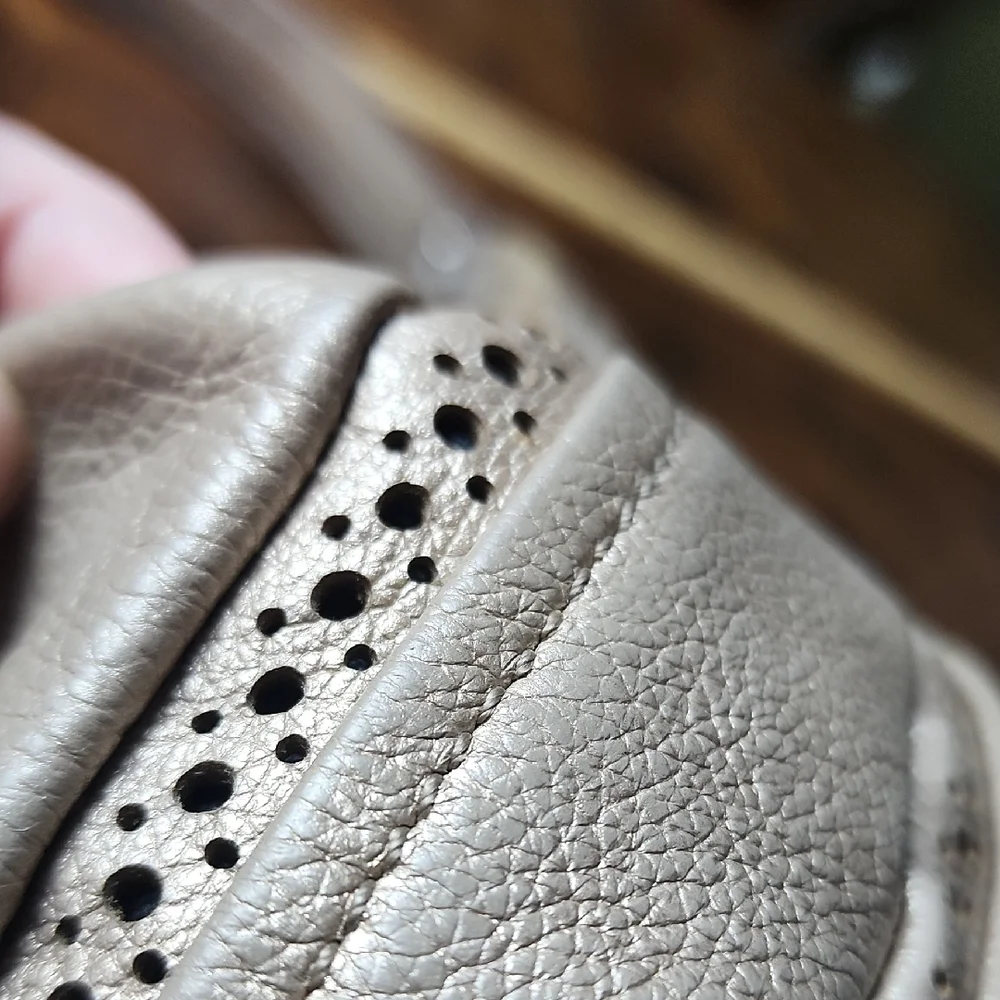 TIGNANELLO‎ | Taupe Metallic Leather Hobo Bag With Cutout Accents And Pockets